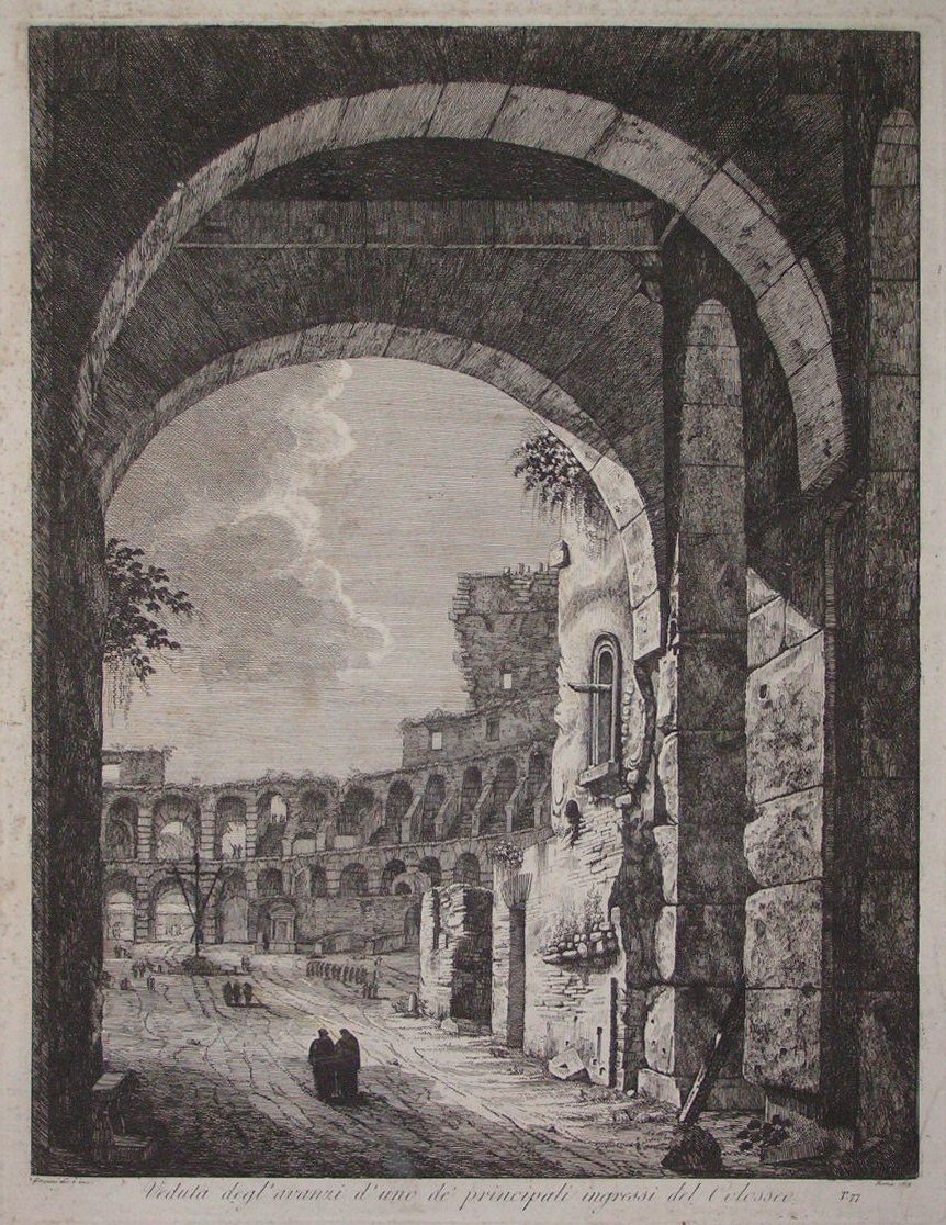 Etching - Veduta degl'avanti d'uno de principali ingressi del Colosso - Rossini